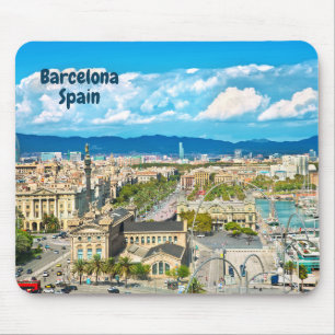 Tapis De Souris Barcelone, Espagne Belle vue sur la ville