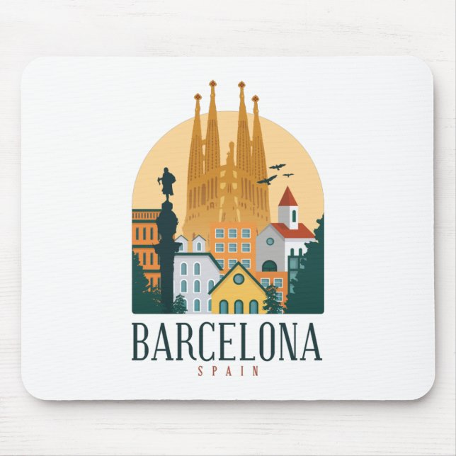 Tapis De Souris Barcelone Espagne Skyline Mousepad (Devant)