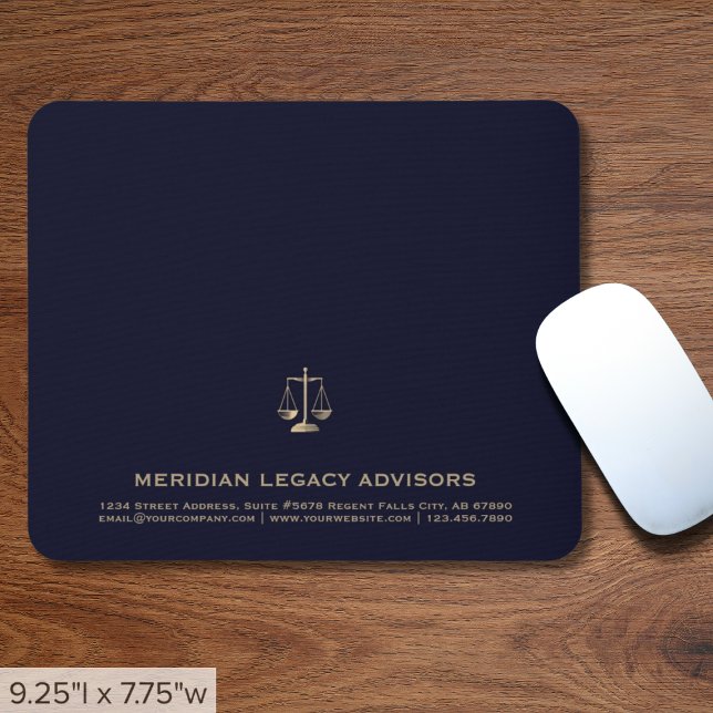 Tapis De Souris Barème de justice légale Marine Blue et Gold Mouse (Créateur téléchargé)