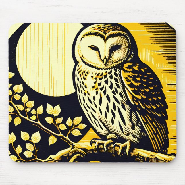 Tapis De Souris Barn Owl Nature Lovers Owls Tree Jour des terres (Devant)