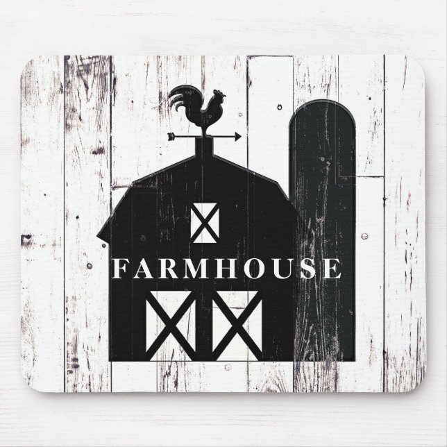 Tapis De Souris Barne noire Bois blanc Rustique Ferme Pays (Devant)
