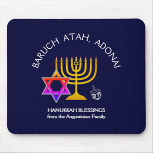 Tapis De Souris BARUCH ATAH ADONAI Bénédictions Hanoukka