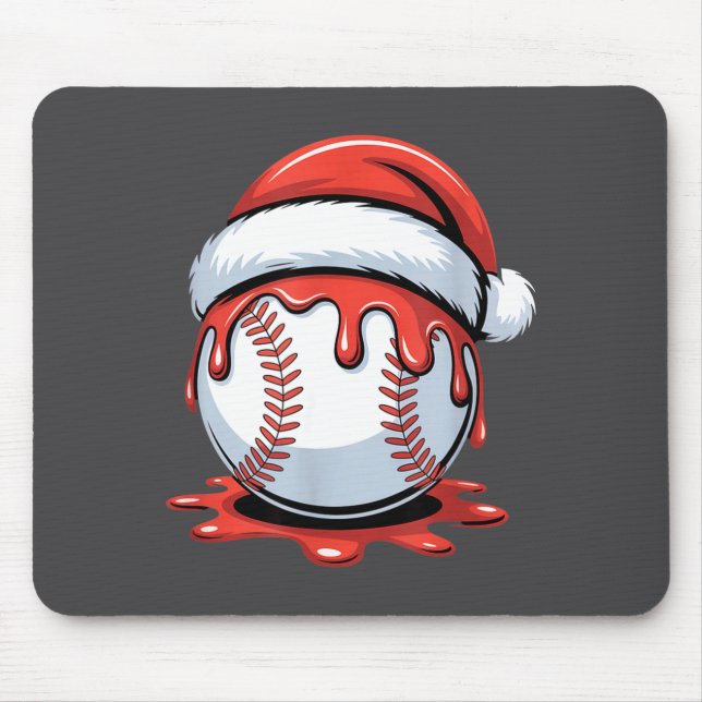 Tapis De Souris Baseball Christmas Santa Hat Dripng Festive Holida (Devant)