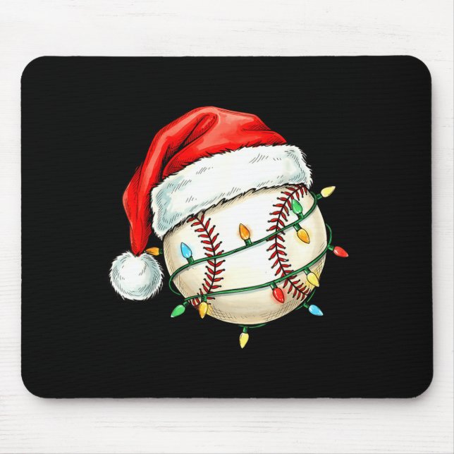 Tapis De Souris Baseball Christmas Shirt Funny Santa Hat Srt Men K (Devant)
