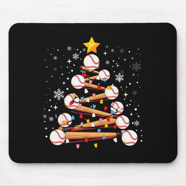 Tapis De Souris Baseball Christmas Tree Light Xmas Baseball Boys K (Devant)