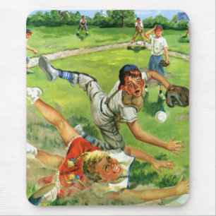 Tapis De Souris Baseball de sport vintage, équipes d'enfants jouan