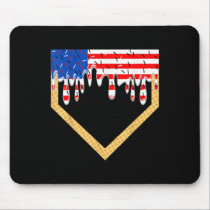 Tapis De Souris Baseball Home Plate Drip Garçons Glace Drapeau Éta