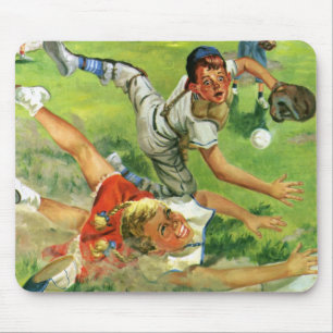 Tapis De Souris Baseball Sportif Vintage, Équipes d'Enfants Jouant
