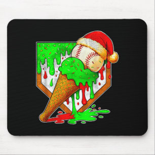 Tapis De Souris Baseball Xmas Noël Baseball Crème Glacée Goutte Bo