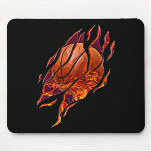 Tapis De Souris Basketball Feu et Scratères Joueur de Bball Sport