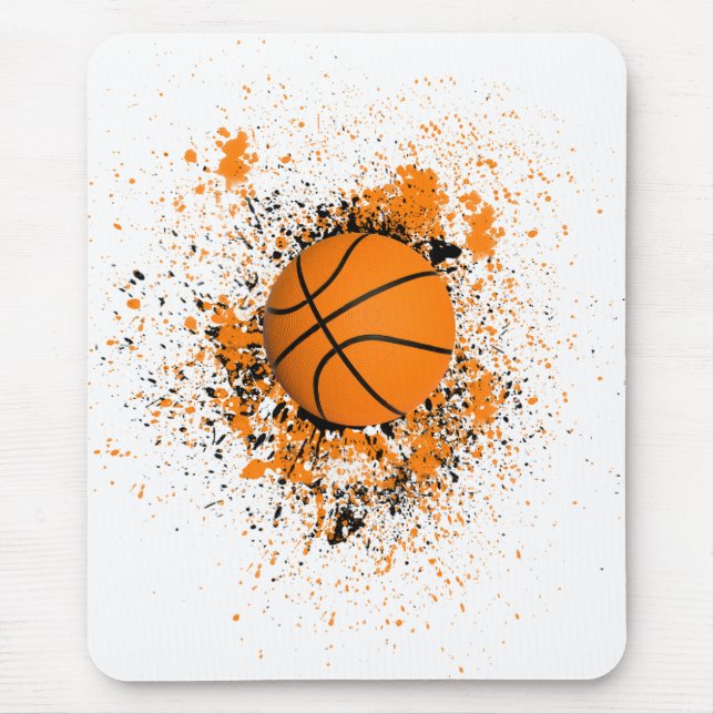 Tapis De Souris Basketball Grunge Paint Splatz Orange Black Cool (Devant)