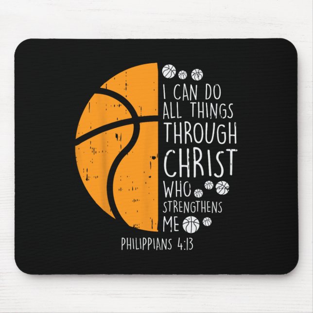 Tapis De Souris Basketball je peux faire des choses Bible Verse Di (Devant)