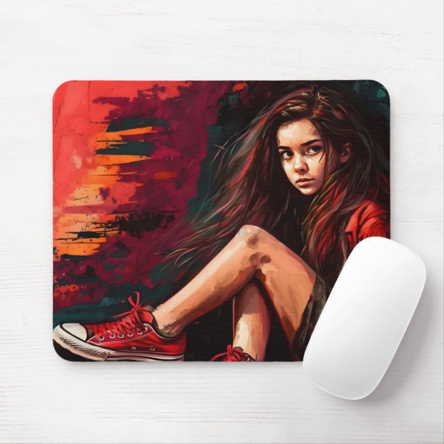 Tapis De Souris Baskets rouges, shorts, enfant, style (Avec souris)