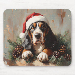 Tapis De Souris Basset Hound dans une peinture à l'huile de chapea