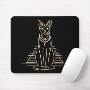 Tapis De Souris Bastet, déesse égyptienne des chats devant une pyr