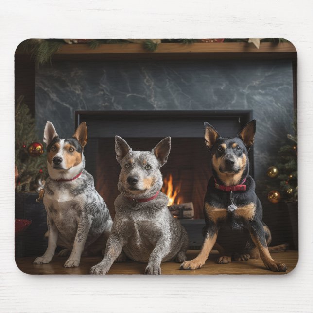 Tapis De Souris Bataille australienne près de la cheminée Noël (Devant)