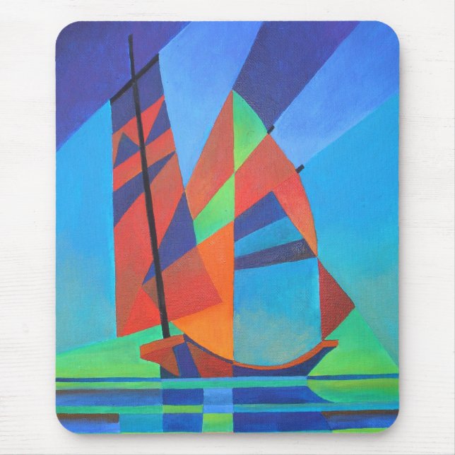 Tapis De Souris Bateau Abstrait Art Junk contre Deep Blue Sky (Devant)
