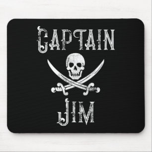 Tapis De Souris Bateau crâne de pirate personnalisé Captain Jim Vi
