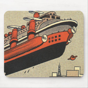 Tapis De Souris Bateau de croisière d'hélicoptère de science-ficti