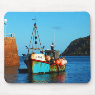 Tapis De Souris Bateau de pêche à Bonne Nuit, Jersey