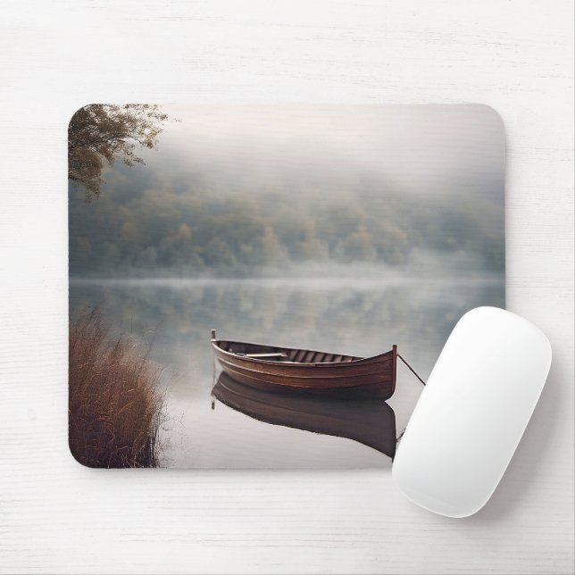 Tapis De Souris Bateau En Bois Sur Le Lac Pacifique (Avec souris)