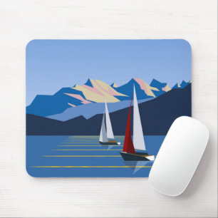 Tapis De Souris Bateaux À Voiles Et Montagne photo