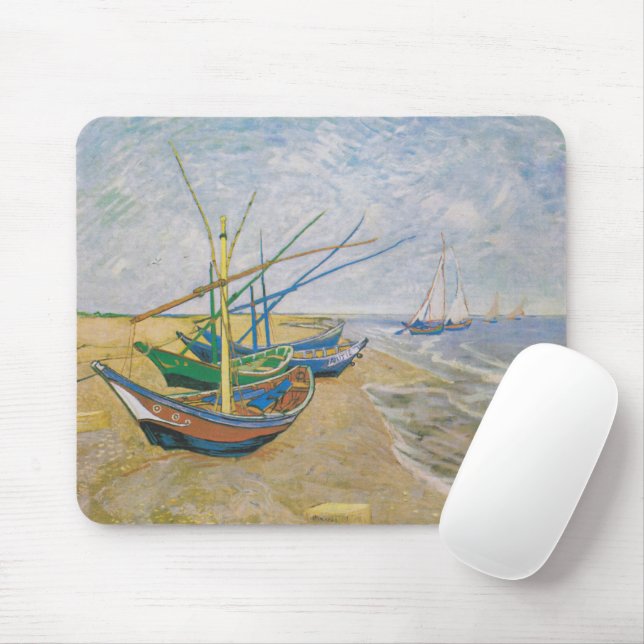 Tapis De Souris Bateaux de pêche | Vincent van Gogh (Avec souris)