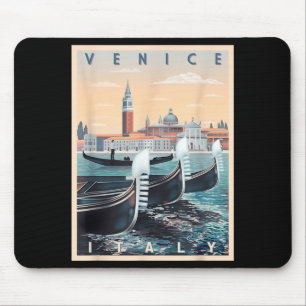 Tapis De Souris Bateaux Gondoles Rétro Avec La Skyline De Venise I