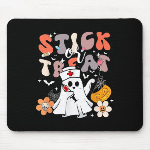 Tapis De Souris Bâton Ou Traitement Halloween Ghost Nurse Crna Eme