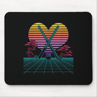 Tapis De Souris Bâtons de hockey sur gazon Rétro 80s Vaporwave Jou