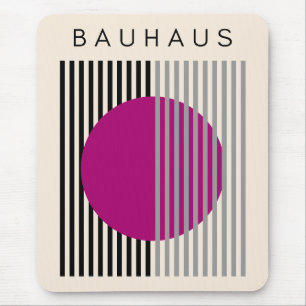 Tapis De Souris Bauhaus Art Moderne Violet Cercle Stripes