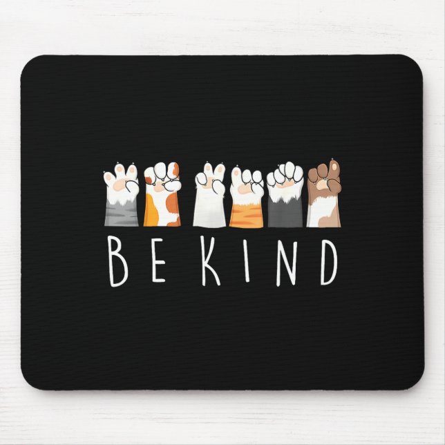 Tapis De Souris Be Kind Asl Sign Language Kindness Cat Paws Finger (Devant)