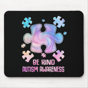 Tapis De Souris Be Kind Puzzle Pièces Tie Dye Sensibilisation sur 