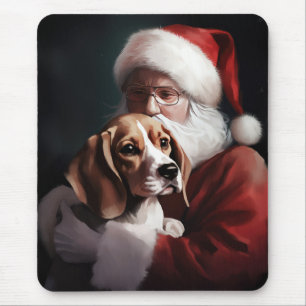 Tapis De Souris Beagle avec le Père Noël Noël Festif de Noël
