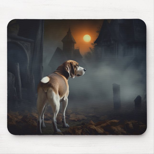 Tapis De Souris Beagle Halloween effrayant (Devant)