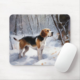 Tapis De Souris Beagle Laisser Neige Noël
