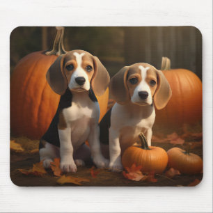 Tapis De Souris Beagle Puppy Automne Citrouille de plaisir