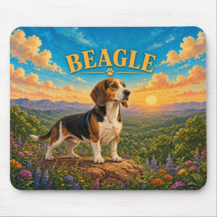 Tapis De Souris Béagle, Vallée de Shenandoah Aquarelle Vintage