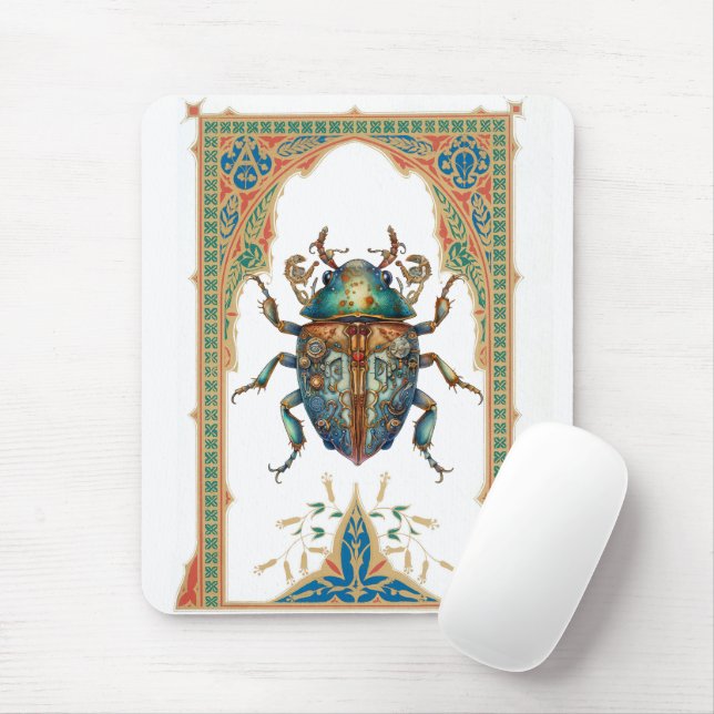 Tapis De Souris Beatle bleu steampunk orange (Avec souris)