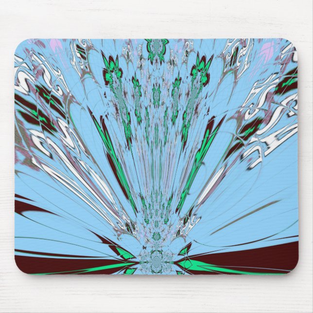 Tapis De Souris Beau Aqua Bleu Extraordinaire Motif Art Floral (Devant)