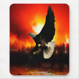 Tapis De Souris BEAU BALD EAGLE & FEU DE FORÊT Mousepad
