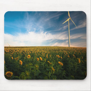 Tapis De Souris beau champ de fleurs de soleil avec ciel bleu nuag
