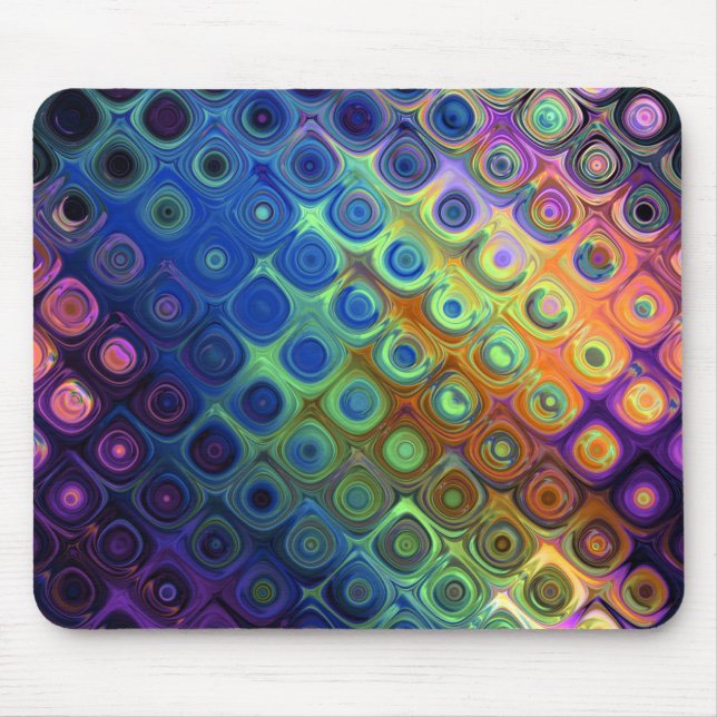Tapis De Souris Beau cool carrés abstraits cercles verre brillant (Devant)