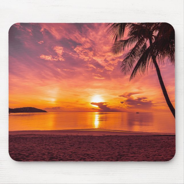 Tapis De Souris Beau coucher de soleil sur la plage (Devant)