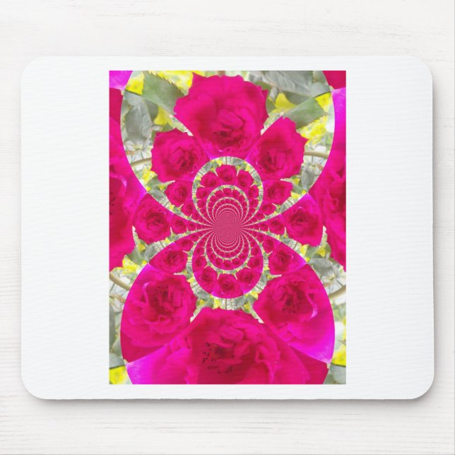 Tapis De Souris Beau Extraordinaire Roses rouges Motif Kaleidoscop (Devant)