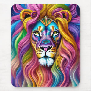 Tapis De Souris Beau Lion avec Main Colorée