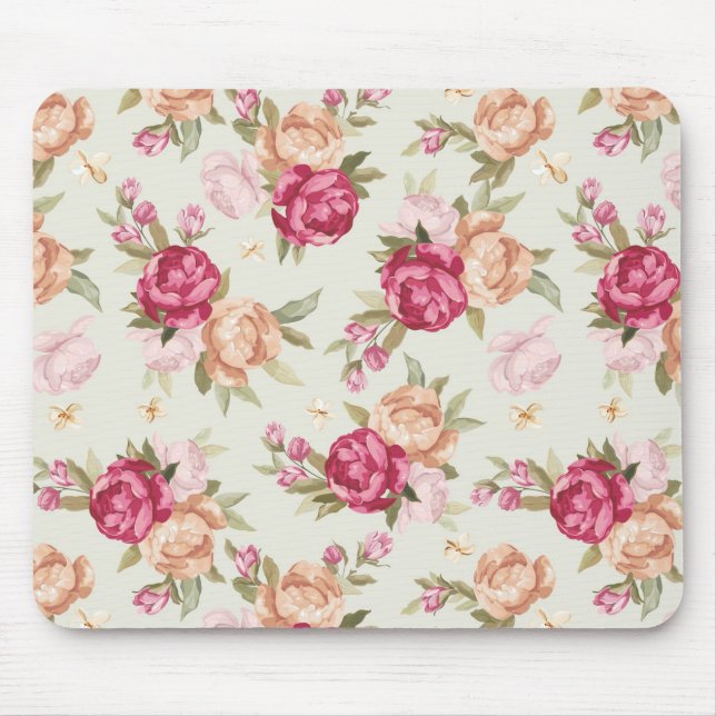 Tapis De Souris Beau motif de pivoine couleur vert (Devant)