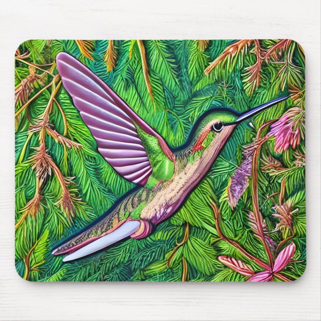 Tapis De Souris Beau Shabby Chic Petit Colibri. (Devant)
