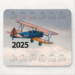 Tapis De Souris Beau Stearman Airplane 2025 Calendrier