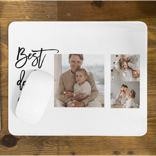 Tapis De Souris Beauté Collage photo Meilleur papa Jamais Cadeau (Créateur téléchargé)